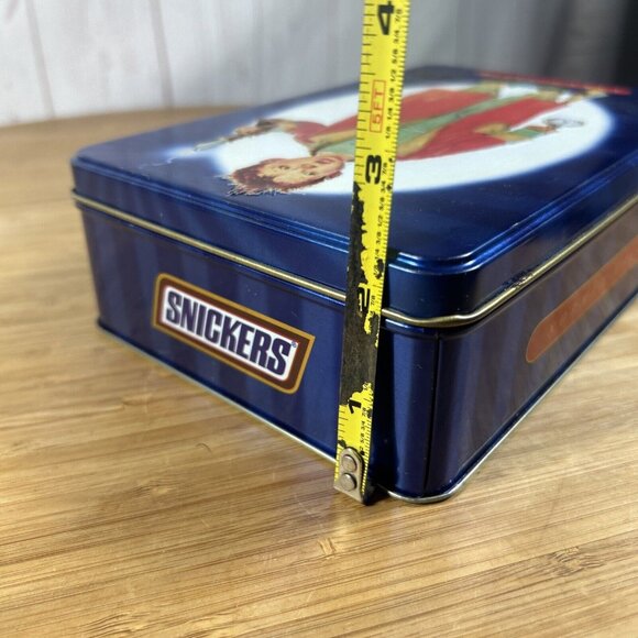 Vintage Snickers Norman Rockwell Canister 2000 Metal Tin Christmas Empty Blue - Picture 7 of 7
